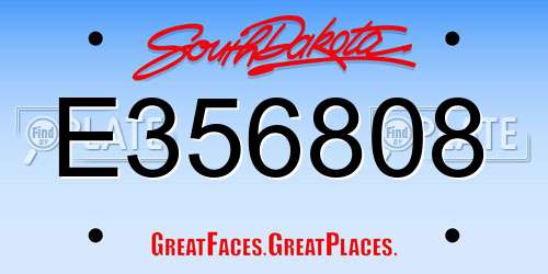 E356808 South Dakota License Plate