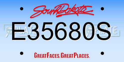 E35680S South Dakota License Plate