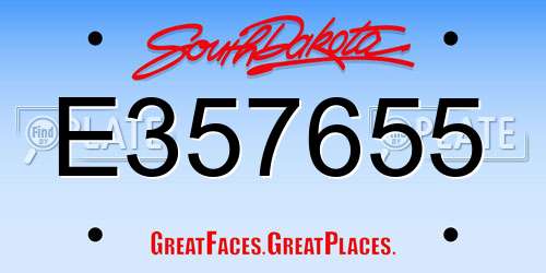 E357655 South Dakota License Plate