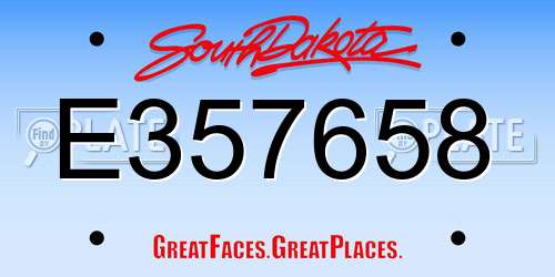 E357658 South Dakota License Plate
