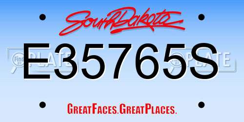 E35765S South Dakota License Plate
