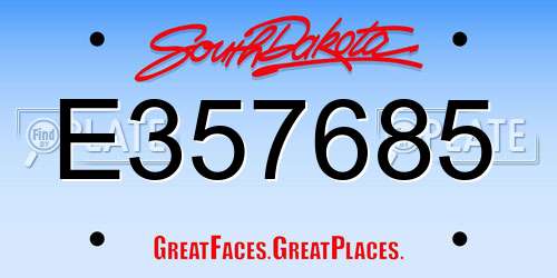 E357685 South Dakota License Plate