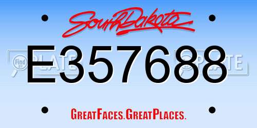 E357688 South Dakota License Plate