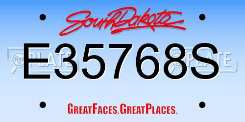 E35768S South Dakota License Plate