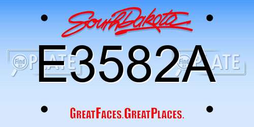 E3582A South Dakota License Plate