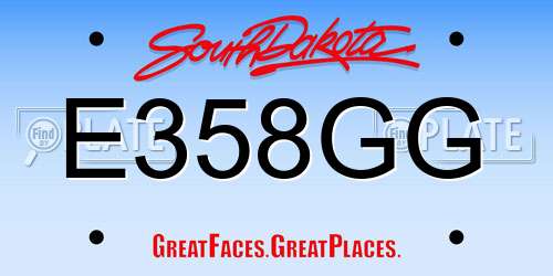 E358GG South Dakota License Plate
