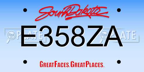 E358ZA South Dakota License Plate