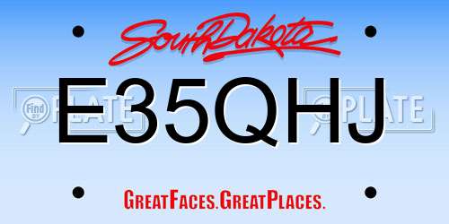 E35QHJ South Dakota License Plate