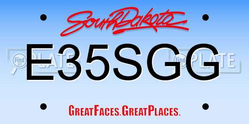 E35SGG South Dakota License Plate