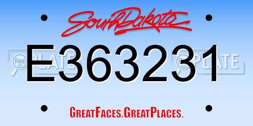 E363231 South Dakota License Plate