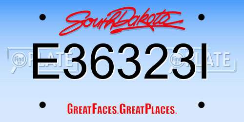 E36323I South Dakota License Plate