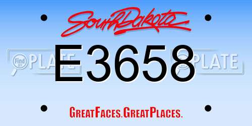 E3658 South Dakota License Plate