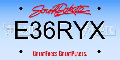 E36RYX South Dakota License Plate