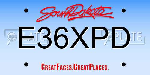 E36XPD South Dakota License Plate