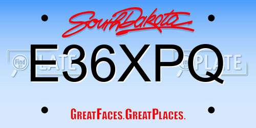 E36XPQ South Dakota License Plate