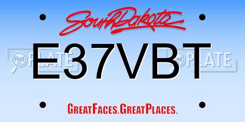 E37VBT South Dakota License Plate