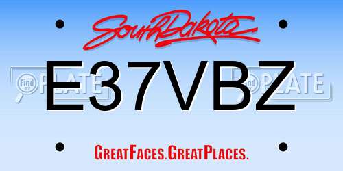 E37VBZ South Dakota License Plate