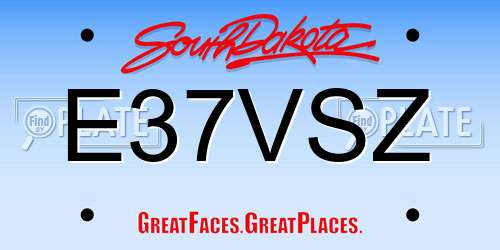 E37VSZ South Dakota License Plate