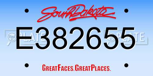 E382655 South Dakota License Plate