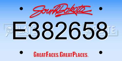 E382658 South Dakota License Plate