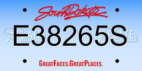 E38265S South Dakota License Plate