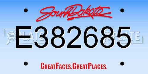 E382685 South Dakota License Plate