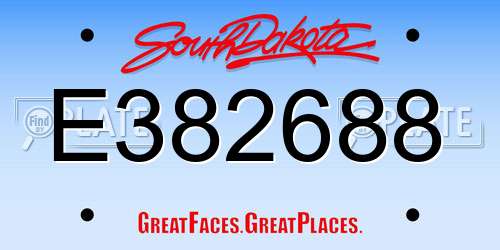 E382688 South Dakota License Plate