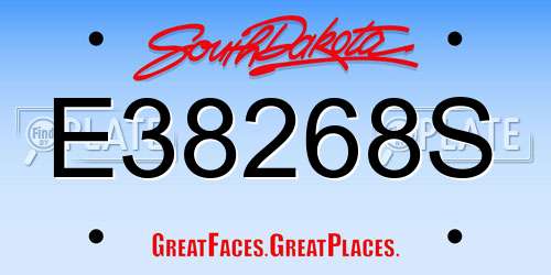 E38268S South Dakota License Plate