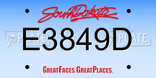 E3849D South Dakota License Plate