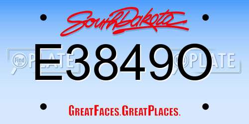 E3849O South Dakota License Plate