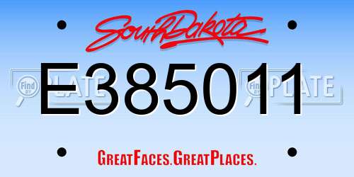 E385011 South Dakota License Plate