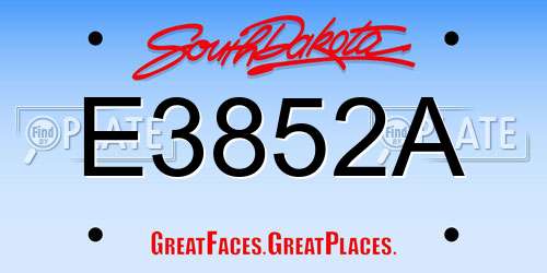 E3852A South Dakota License Plate