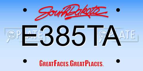 E385TA South Dakota License Plate