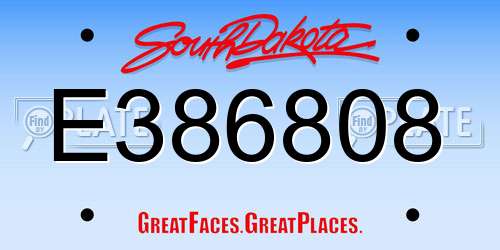 E386808 South Dakota License Plate