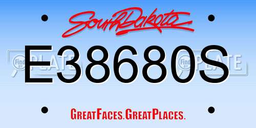 E38680S South Dakota License Plate