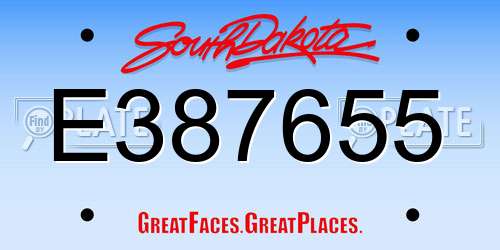 E387655 South Dakota License Plate
