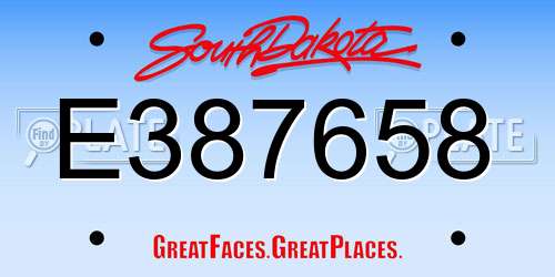 E387658 South Dakota License Plate
