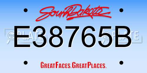 E38765B South Dakota License Plate