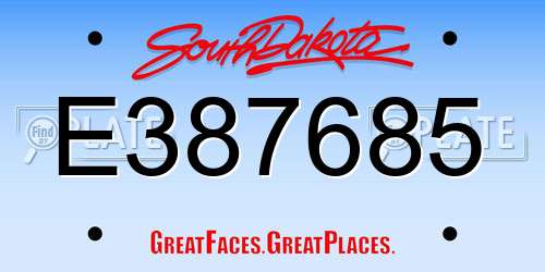 E387685 South Dakota License Plate