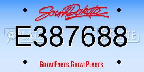 E387688 South Dakota License Plate