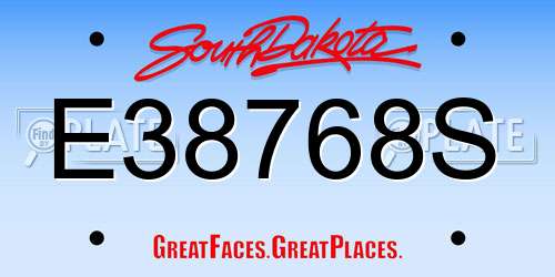 E38768S South Dakota License Plate