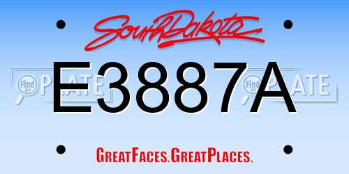 E3887A South Dakota License Plate
