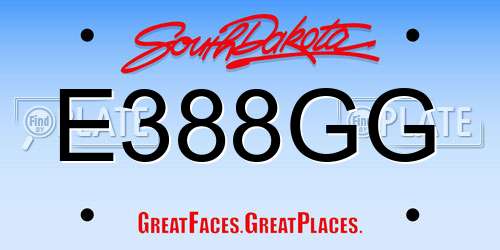 E388GG South Dakota License Plate