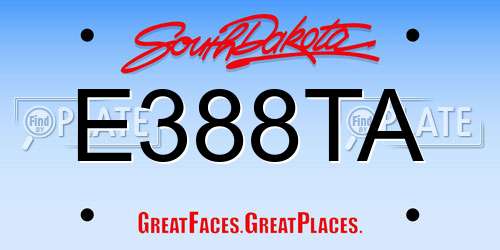 E388TA South Dakota License Plate