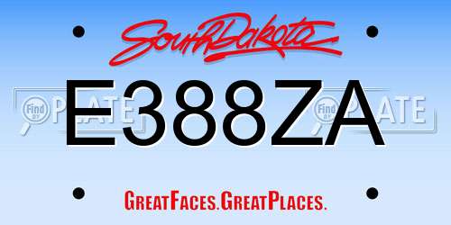 E388ZA South Dakota License Plate