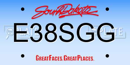 E38SGG South Dakota License Plate