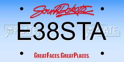 E38STA South Dakota License Plate