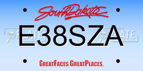 E38SZA South Dakota License Plate