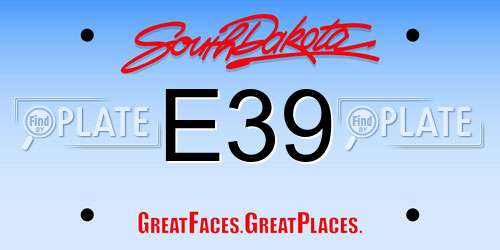 E39 South Dakota License Plate