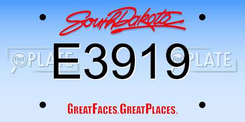 E3919 South Dakota License Plate